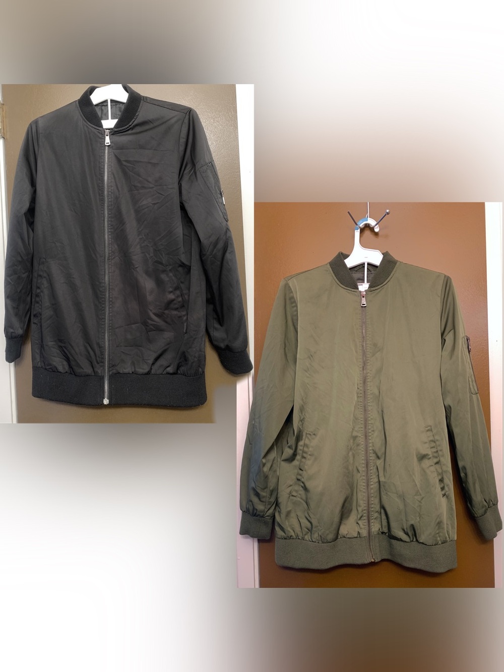 LOT OF 2 Bernardo bomber jackets. Green is Size M, black is Size S.